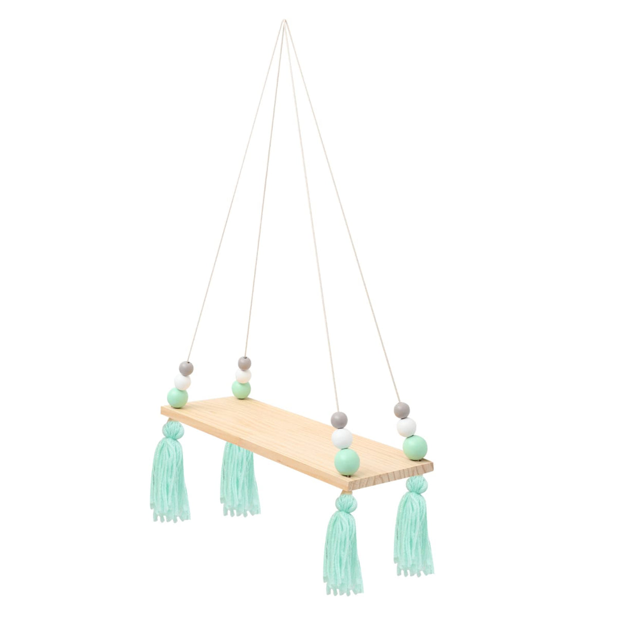 SOLUSTRE Plant Hanging Rack Wooden Bead Tassel Divider Decorative Wall Shelf for Decor