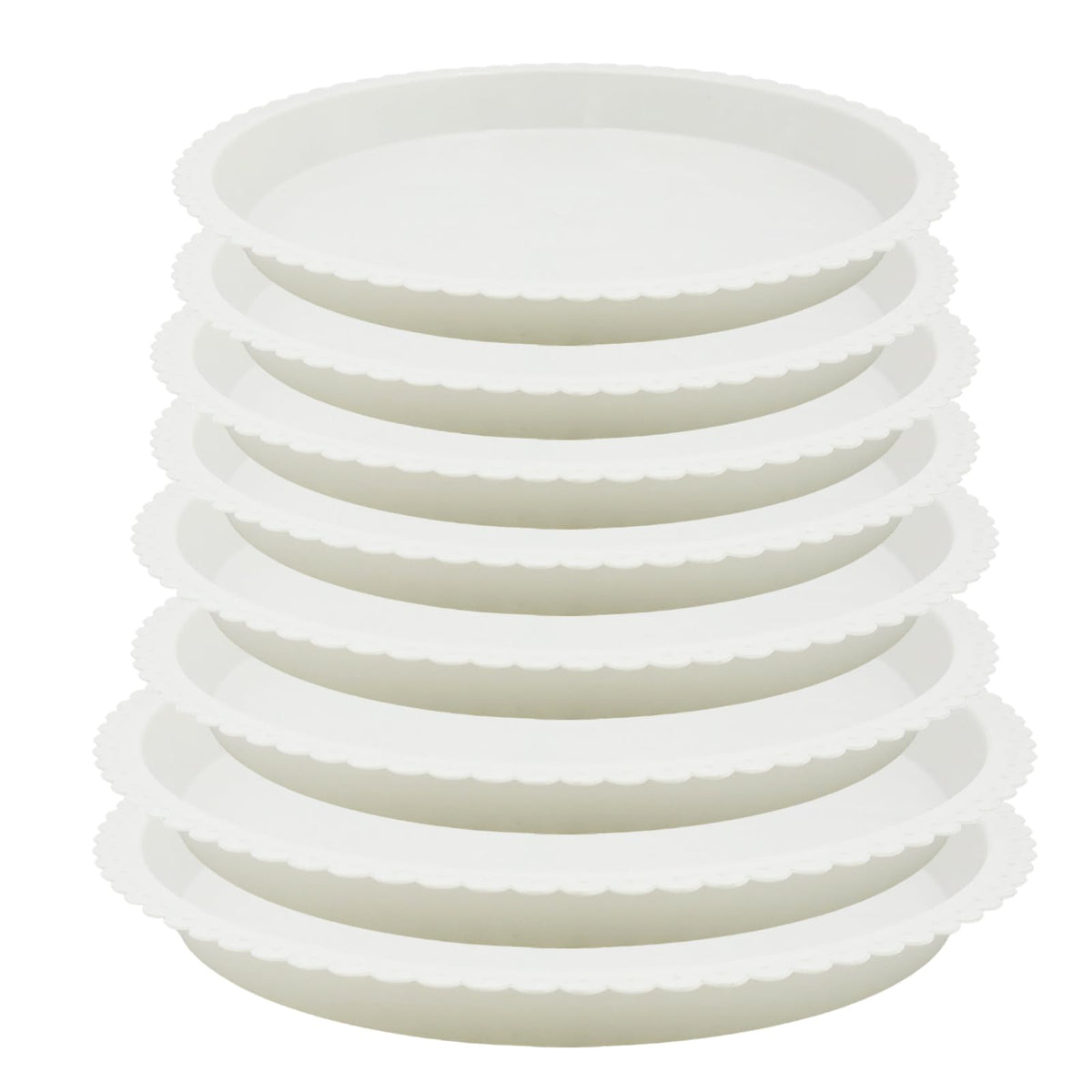 JAKOUE 4 Size Round lace Plant Saucer,6 Pack Pant Pot Trays, Plant Saucers for Indoors and Outdoors, Seed Starting Tray, Growing Trays,White（4",5",6",8"）