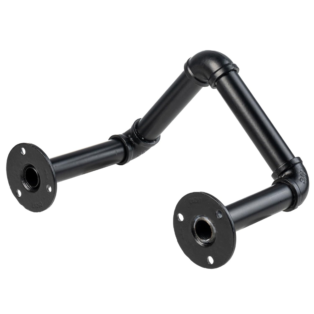 MyGift Wall Mounted Garden Hose Holder, Industrial Matte Black Metal Pipe Design Watering Tube Reel Rack, Decorative Pipework Hook for Hanging Water Hosepipe