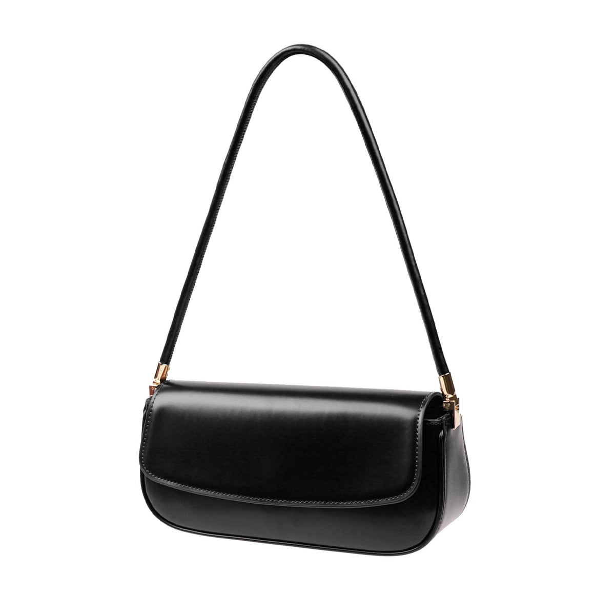 MoreFarther Leather Shoulder Bags for Women, Mini Cute Everyday Purses Trendy, Women's Hobo Handbags with Magnetic Closure (Black)