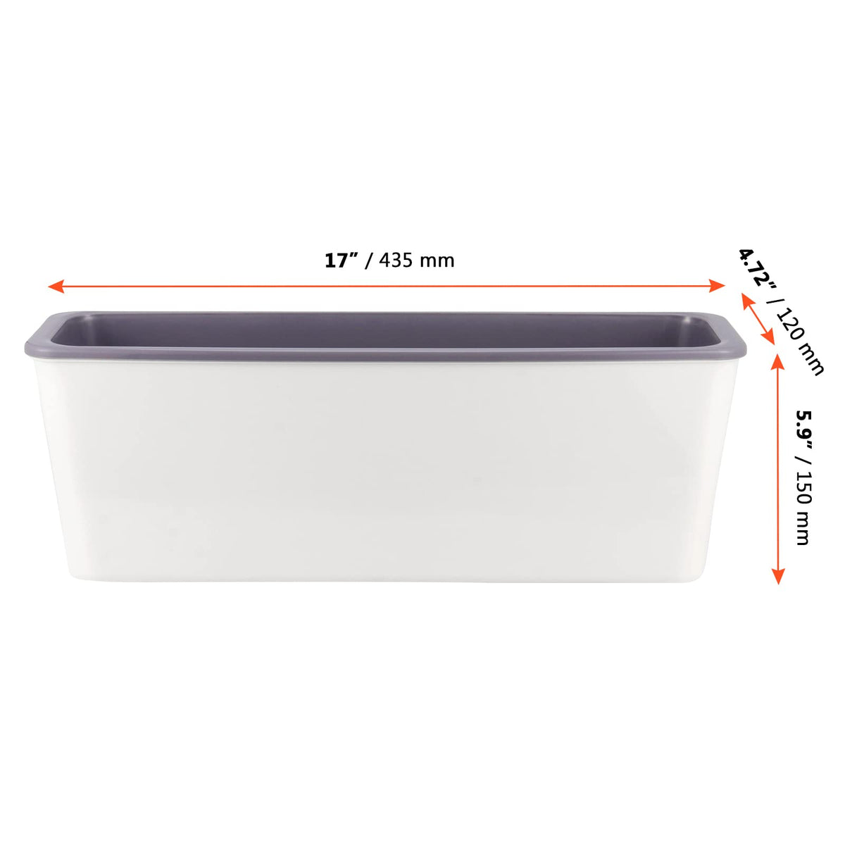 SINJEUN 2 Pack Rectangular Self Watering Planter 17 x 6 Inch, Rectangular Self Watering Flower Plant Pots with Drainage Holes, Garden Window Sill Planters Flower Pot for Indoor Outdoor Use