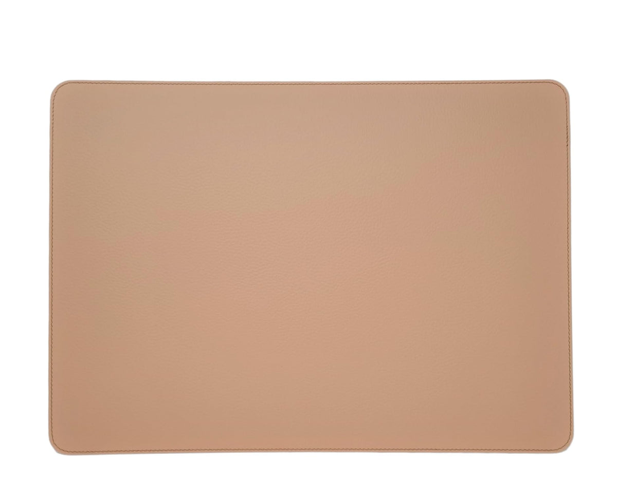 Nikalaz Set of 6 Placemats Made of Recycled Leather (18"x13", Light Camel)