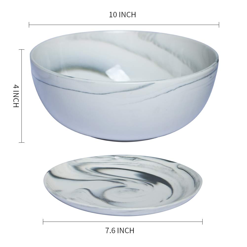 G EPGardening 8+10 Inch Ceramic Succulent Planter Pots Round Shallow Bonsai Planter Pot for Indoor Plants with Drainage and Plant Saucer