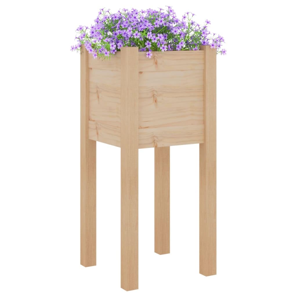 Large Outdoor Planter Box for Plants and Flowers, Solid Pine Wood Garden Planter 12.2x12.2x27.6 Inches, Rustic Square Raised Bed for Patio Balcony Terrace, Durable Natural Wood Finish, Easy Assembly