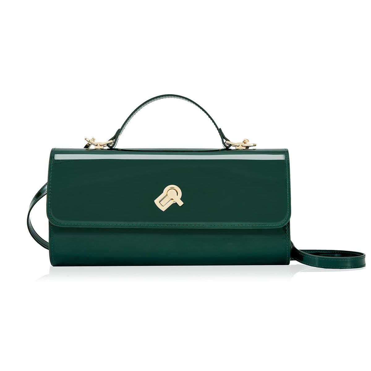 Huralona Evening Clutch Bag Crossbody Handbag Square Box with Detachable Chain PU Leather Shoulder Bag for Women (Dark Green)