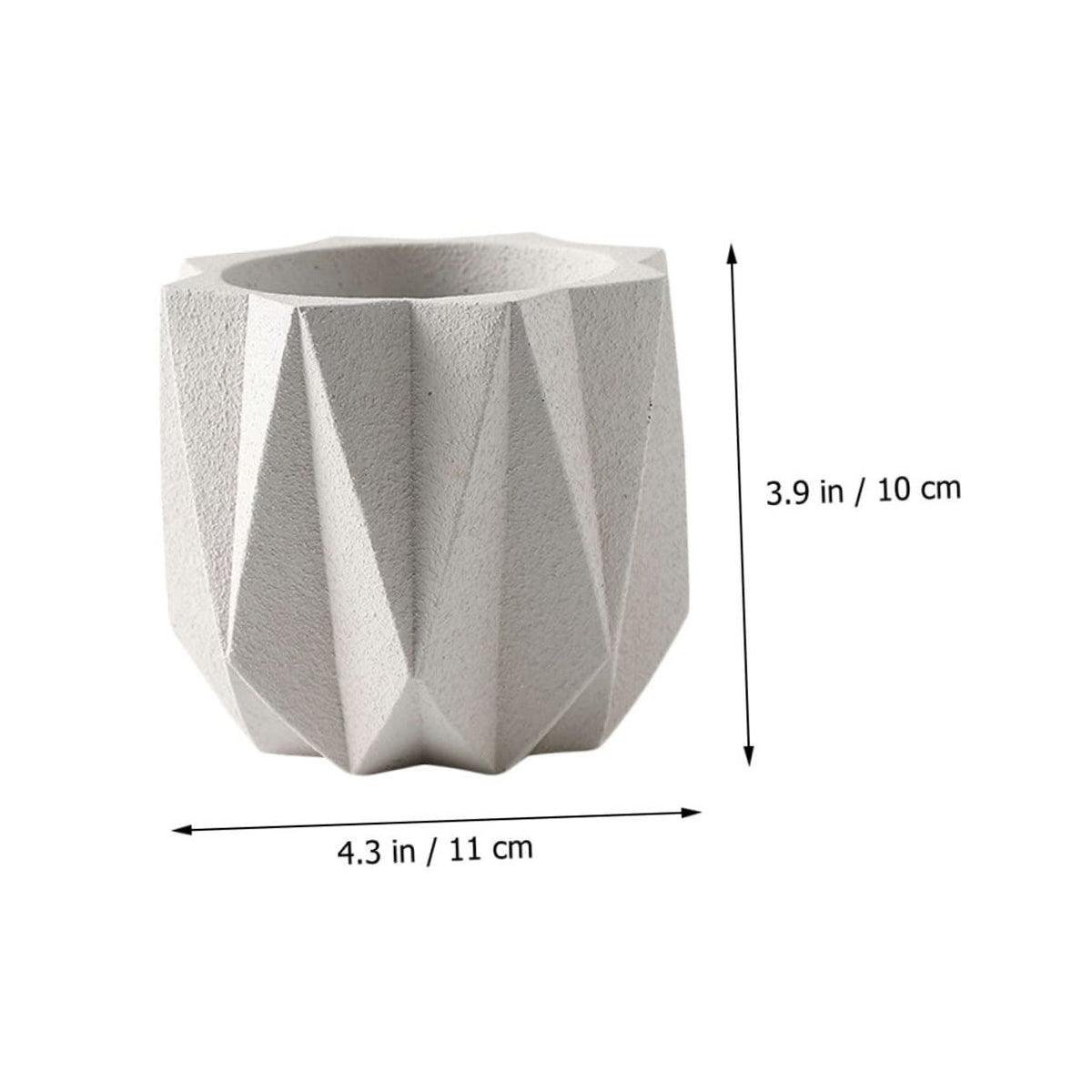 Holibanna 1Pc White Cement Flower Pot Stylish Indoor Planter with Drain for Home Office Decor Creative Flower Container for Balcony and Garden