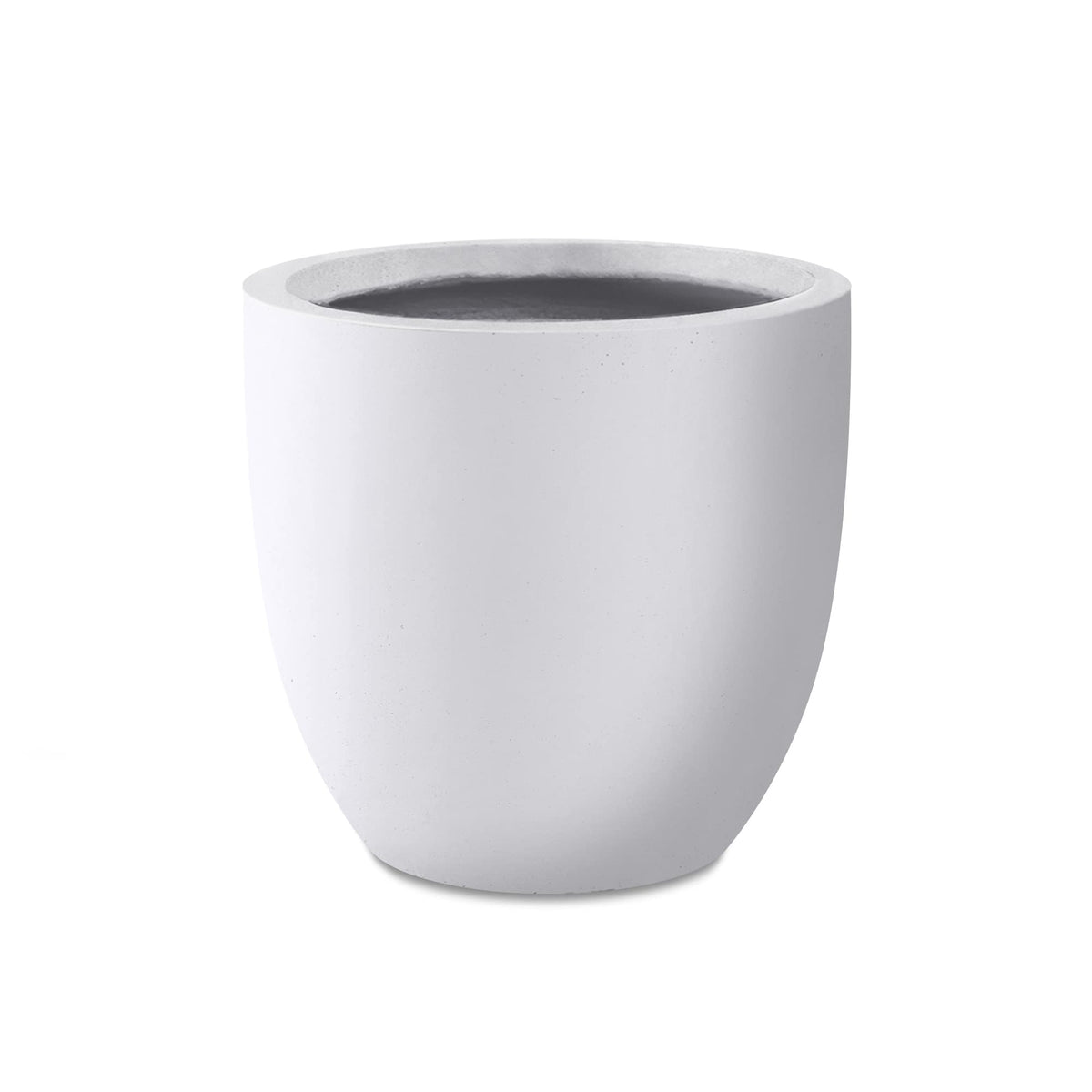 Kante 14 Inch Dia Round Concrete Planter, Indoor Outdoor Large Plant Pot with Drainage Hole and Rubber Plug for Home Patio Garden, Pure White