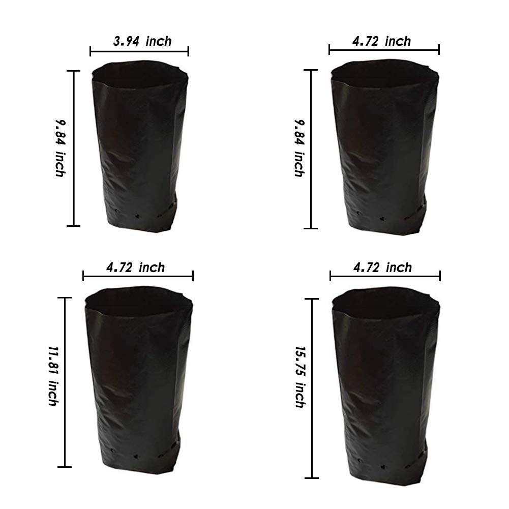 Frjjthchy 100 PCS Thicken Plastic Nursery Bags for Plants Fruit Flower Grow Bags Seedling Pots (7.87x13.78 in)