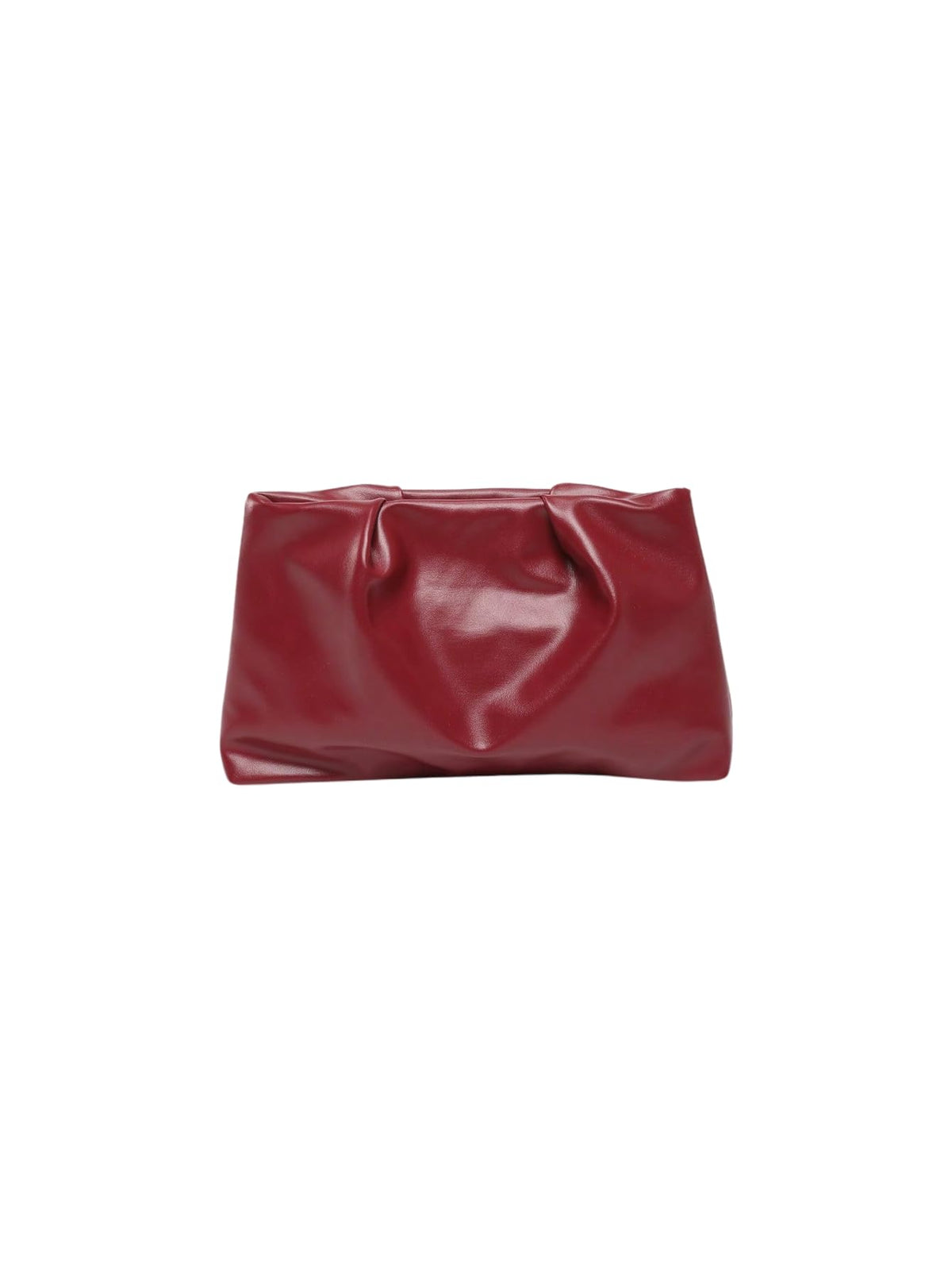 OYOANGLE Women's PU Leather Clutch Purses Small Zipper Ruched Minimalist Handbag Burgundy One Size