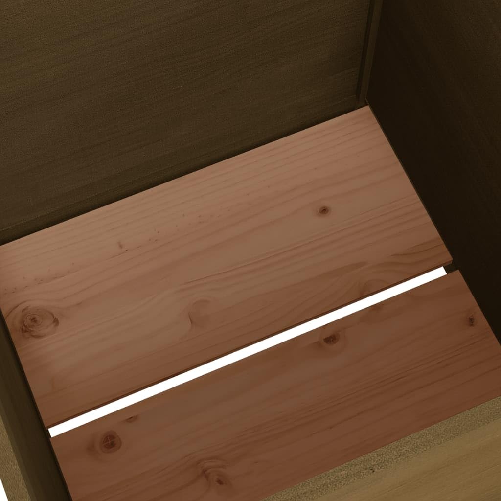 WRJENFSC Large Square Solid Pinewood Planter Box Honey Brown Outdoor for Gardens Terraces Patios Durable Spacious Raised Garden Bed Alternative Natural Wood Finish