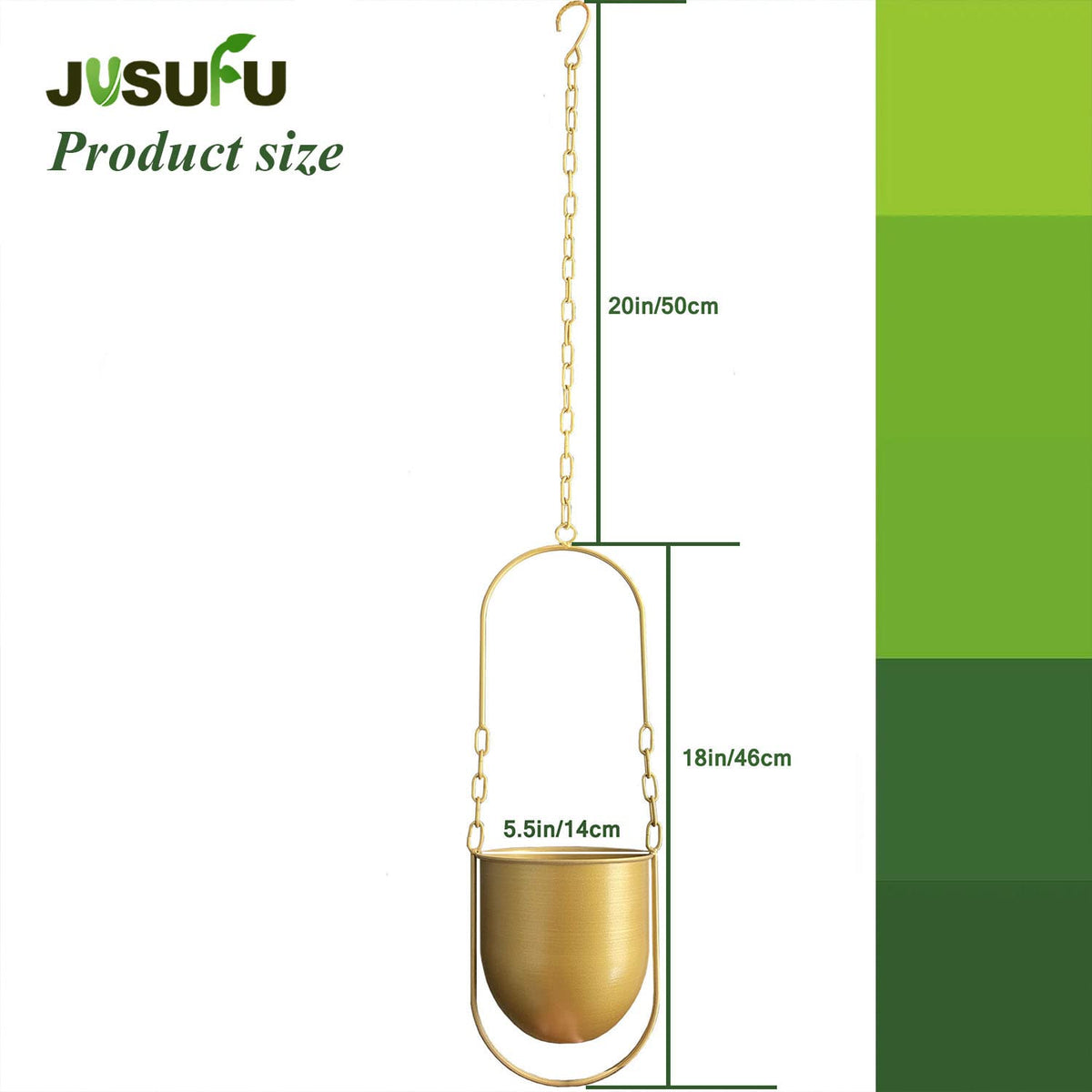 JUSUFU Metal Hanging Planters, Gold Hanging Planters for Indoor & Outdoor Plants, No Plant incld(Gold)