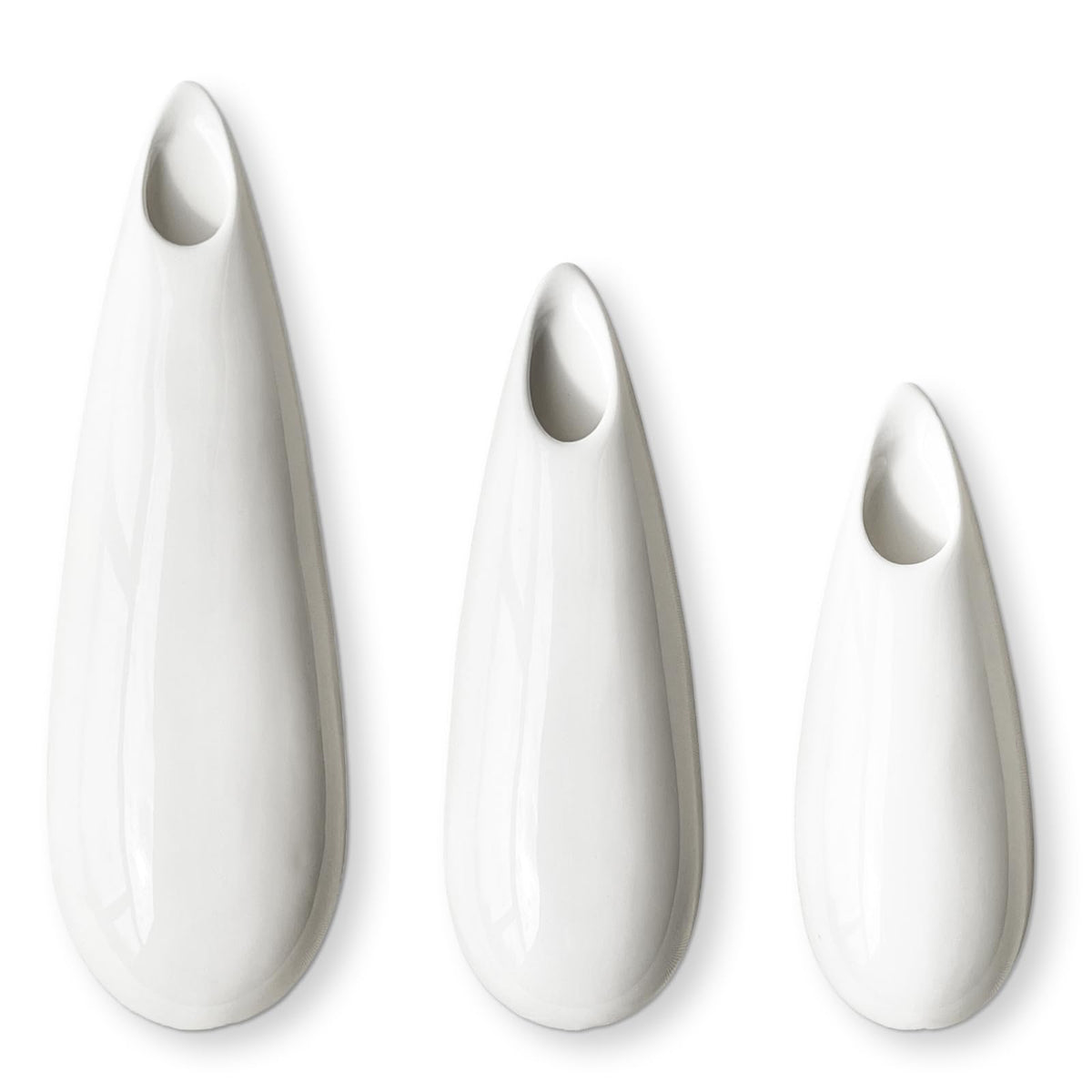3 Pack White Ceramic Wall Vases,11.8+7.9+5.9 Inch White Vases, Cubicle Modern Decor Plant Holder Vase for Indoor Plants,Air Plants Holders,Office Minimalist Wall Decor