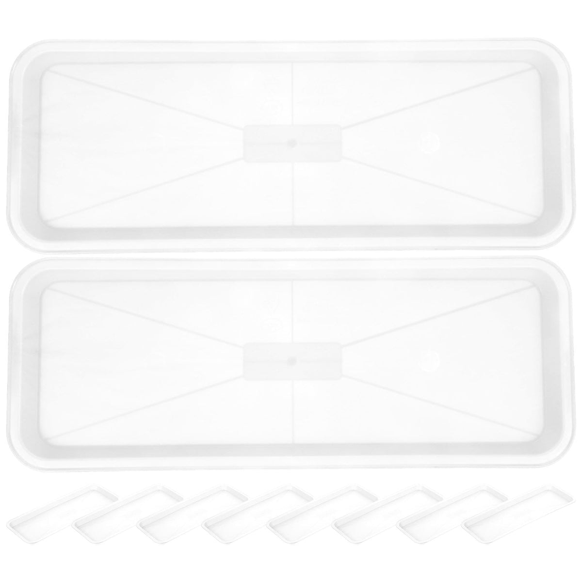 Yardwe 10Pcs Rectangular Plant Tray, Plastic Flower Pot Saucer, Reusable Bonsai Pot Tray, Ideal for Indoor and Outdoor Plants, Prevents Overwatering, Easy to Clean, 15.66 X 5.90 Inch, White