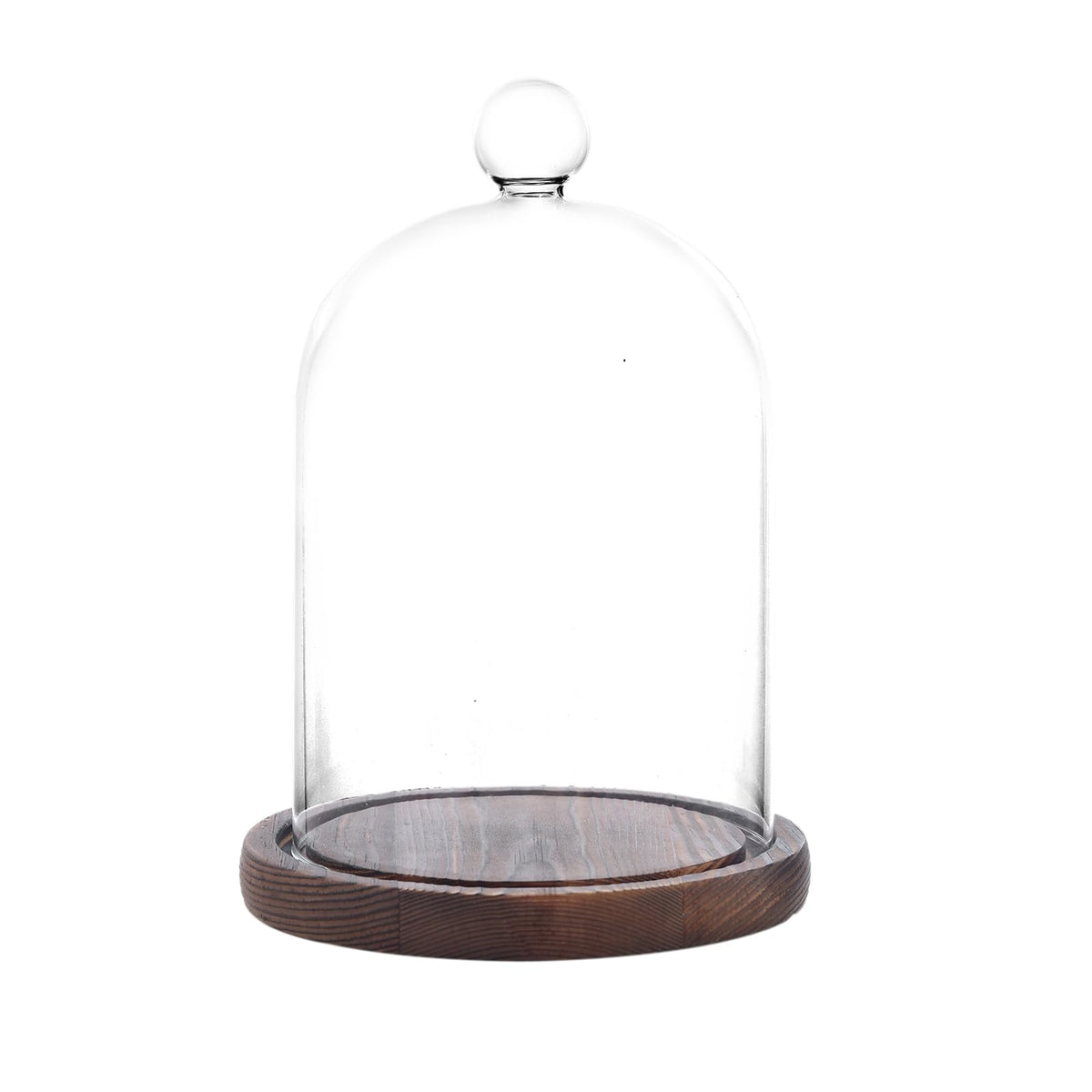 REFSAVER Glass Dome with Base,Glass Cloche Bell Jar,Display Case with Wooden Base for Plants,Collectibles (4.7 * 6.3 inches)