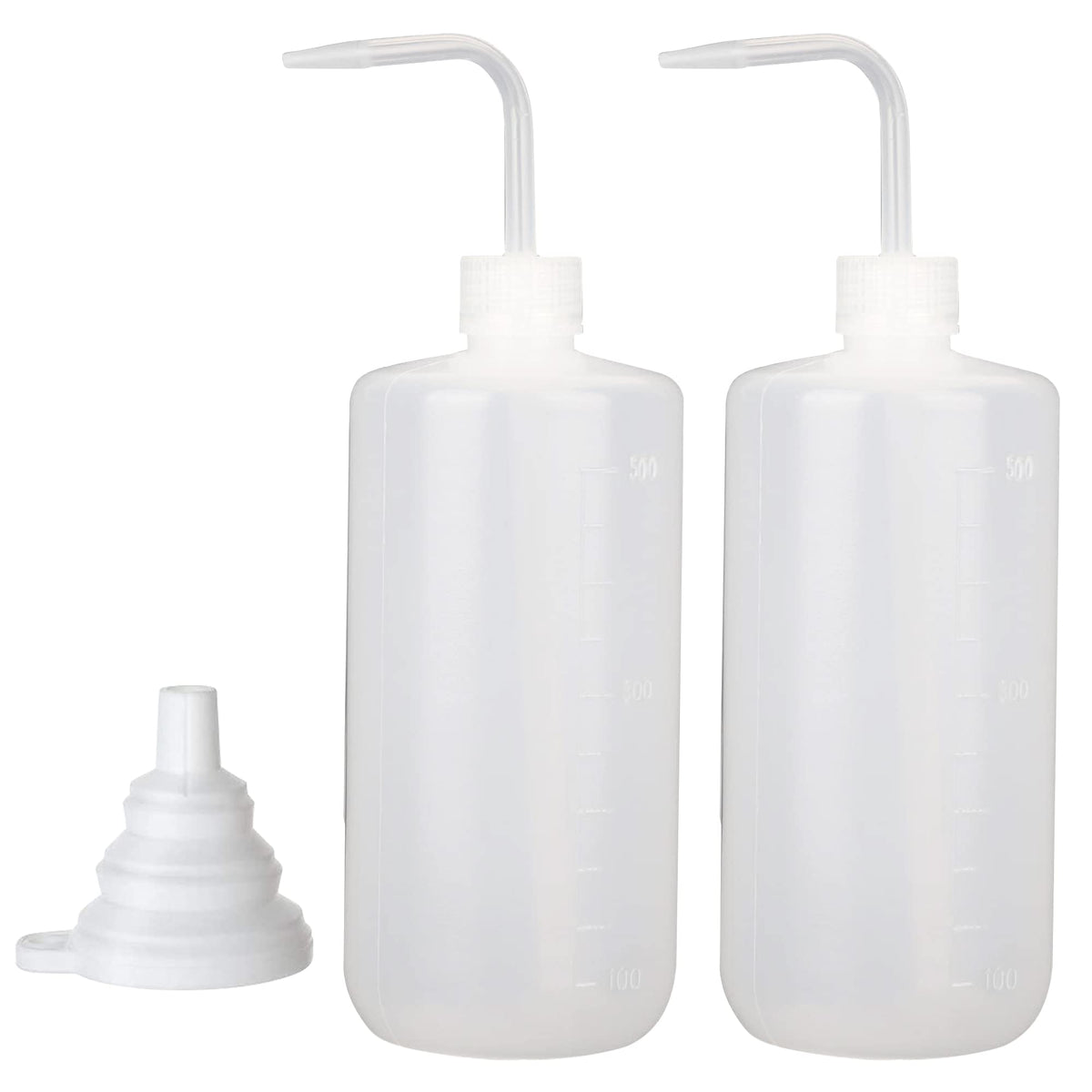Hyber&Cara Safety Tattoo Wash Bottle 2Pcs 500ml Plastic Squeeze Bottle with 1Pc Silicone Funnel for Lab Plant Watering