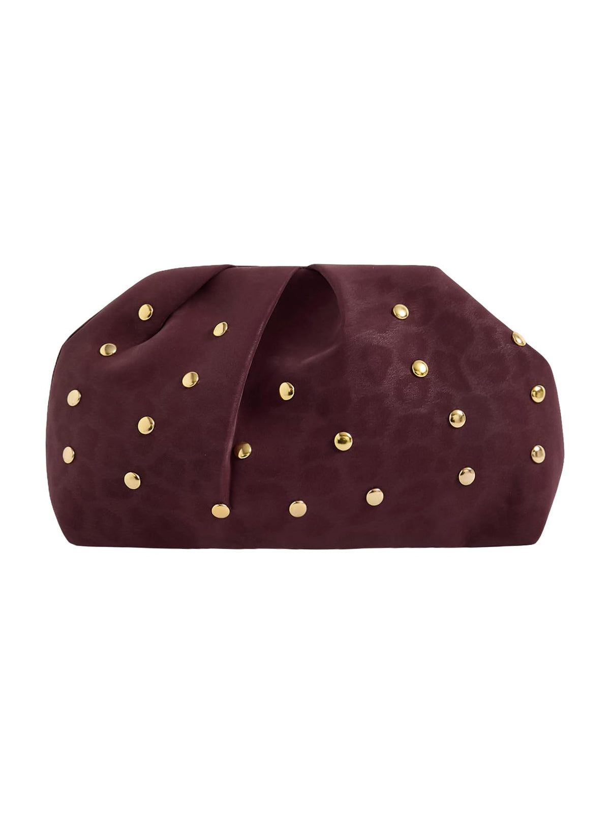 QWINEE Women's Elegant Studded Clutch Bag Magnet Ruched Bags Retro Vintage Evening Handbag Burgundy Leopard One Size