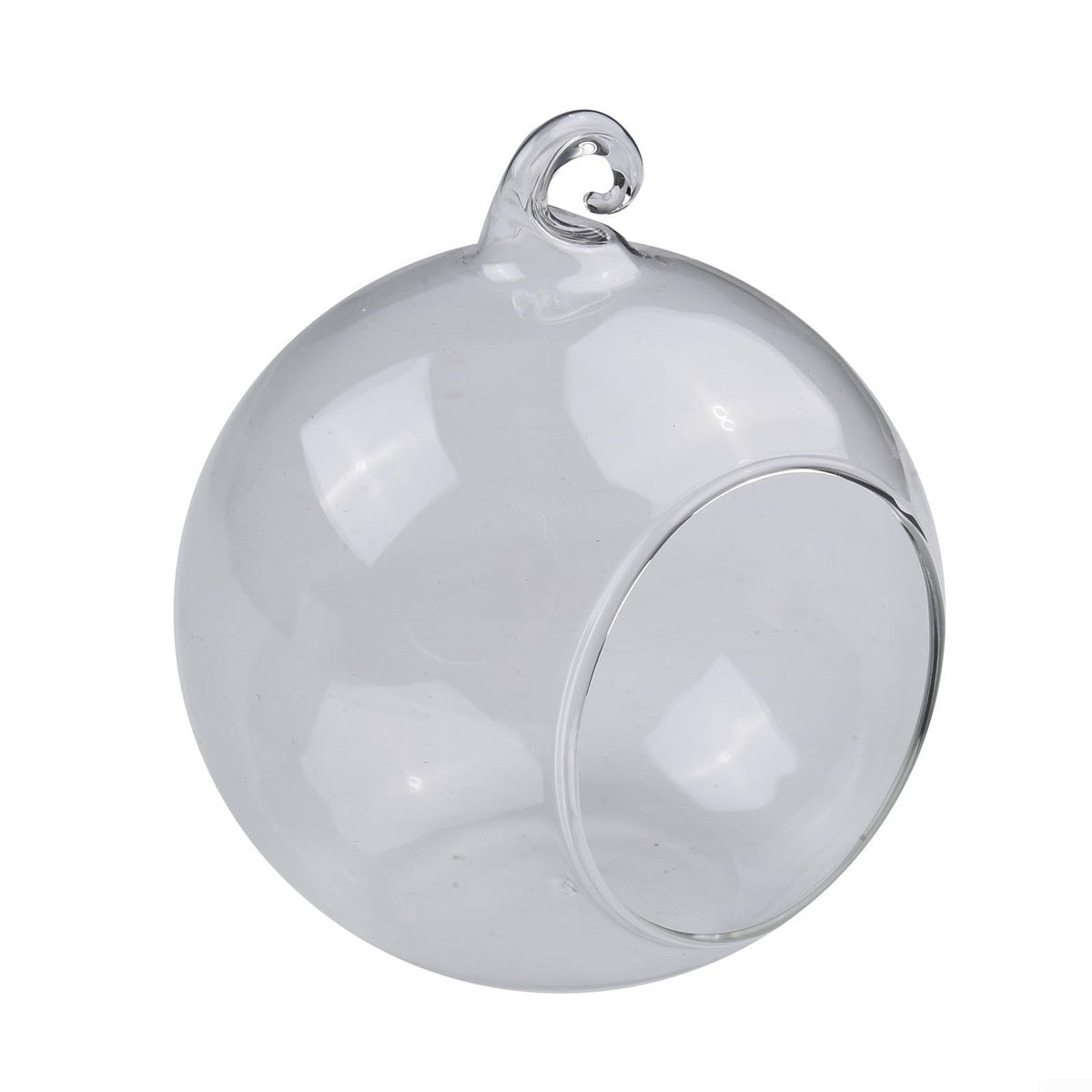 Hanging Glass Ball Vase Clear Borosilicate Terrarium Container With Open Mouth And Flat Bottom For Succulent Plants Air Flowers Home Garden Wedding Party Decoration(10cm)