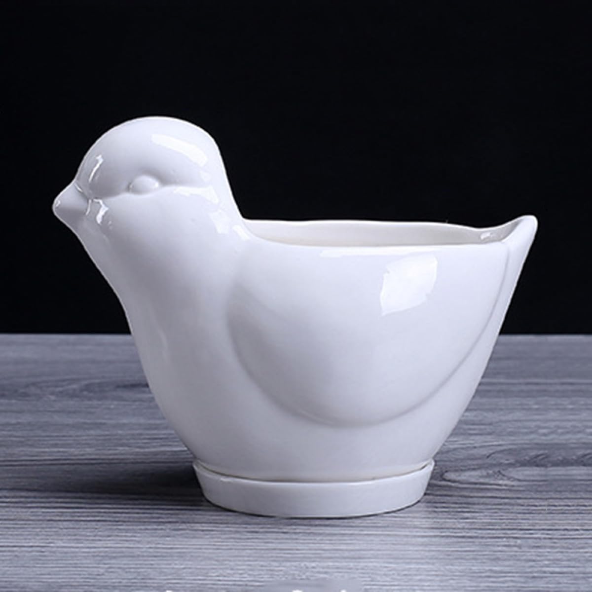 FOMIYES Ceramic Succulent Plant Container Bird Shape Small White Flower Pot Saucer Indoor Desktop Planter for Home Gardening