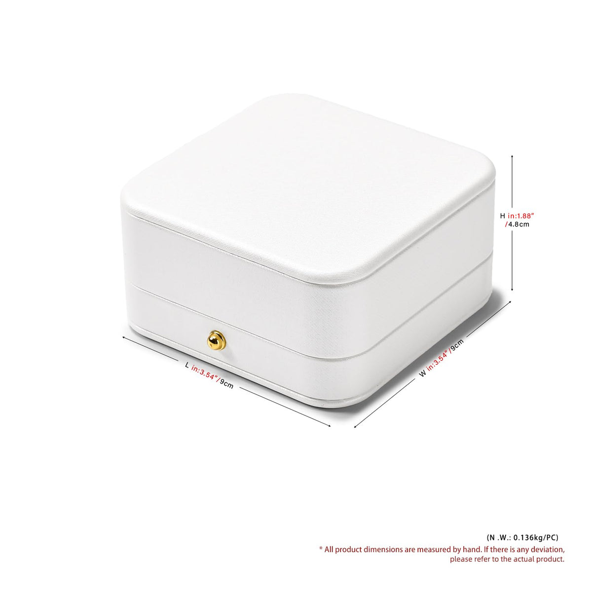 Woodten Green Velvet Interior Jewelry Gift Box for Bangle Bracelet White PU Leather Bangle Box