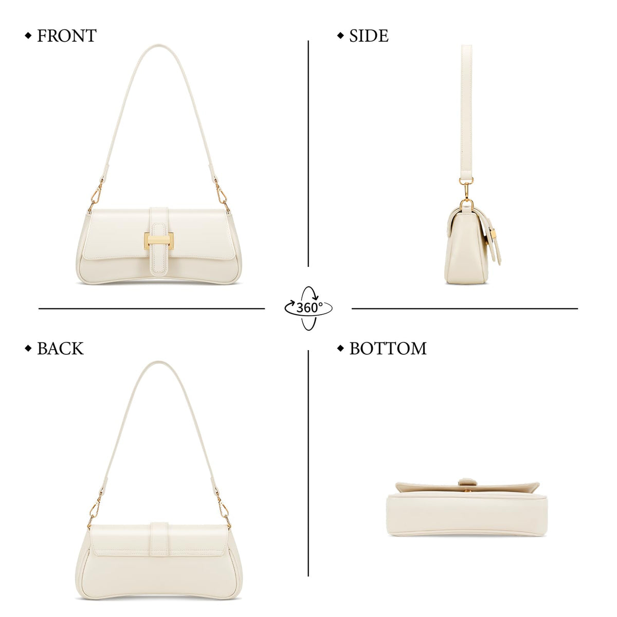 Shoulder Bag for Women, Small Handbag Hobo Purses, Retro Clutch Underarm Bag, Beige