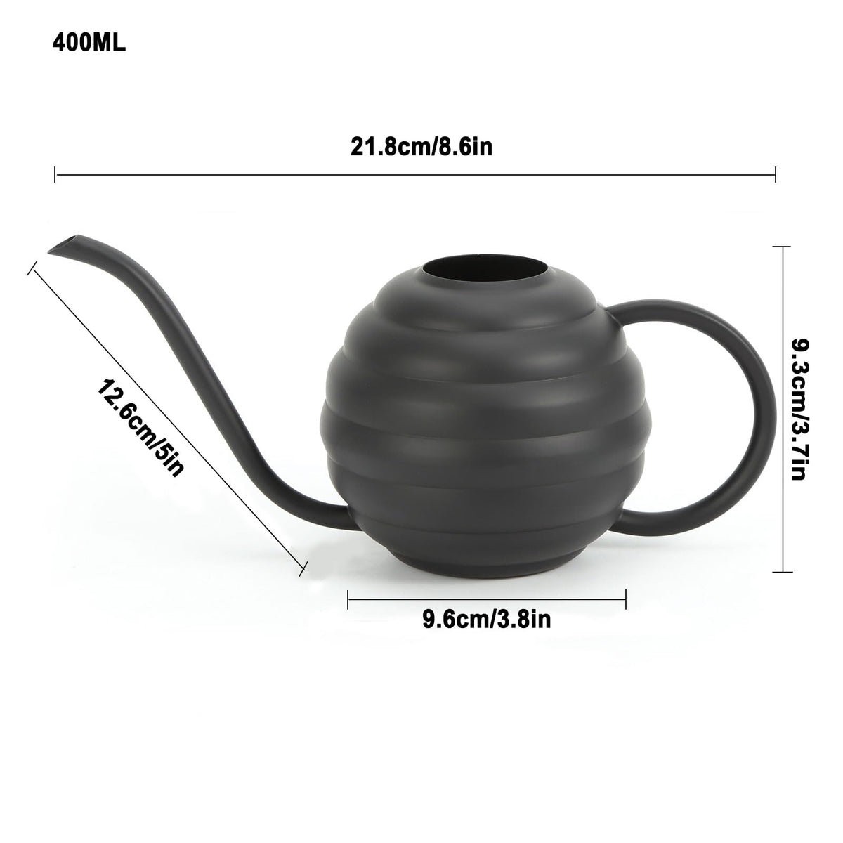 Lianshi Plant Watering Bottle, 400ml/14oz, Retro Style Watering Can, Matte, Frosted (Black)