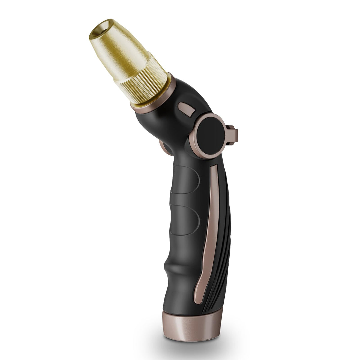 RESTMO High Pressure Hose Nozzle Sprayer, Heavy Duty Brass Head, Metal Water Hose Nozzle for Car Washing, Garden Cleaning, Lawn and Plant Watering, 4 Spray Patterns, Brown