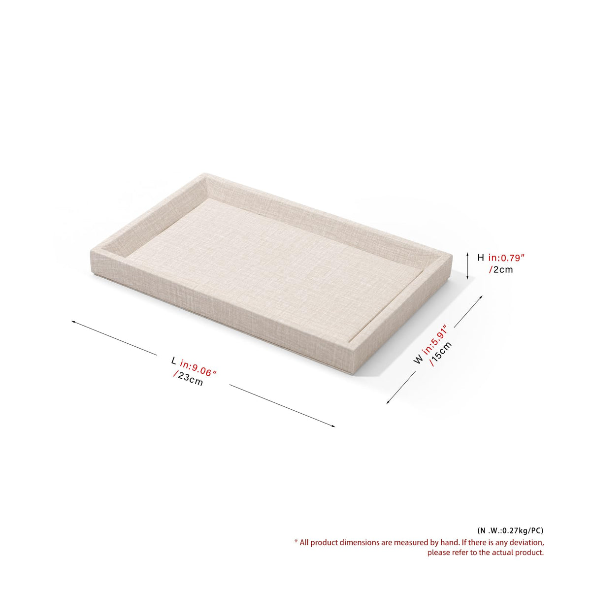 Papten PU Leather Jewelry Tray Stackable Jewelry Drawer Organizer Display Tray With Linen Texture For Necklace Bracelet Watch Pendant Display Showcase (White)