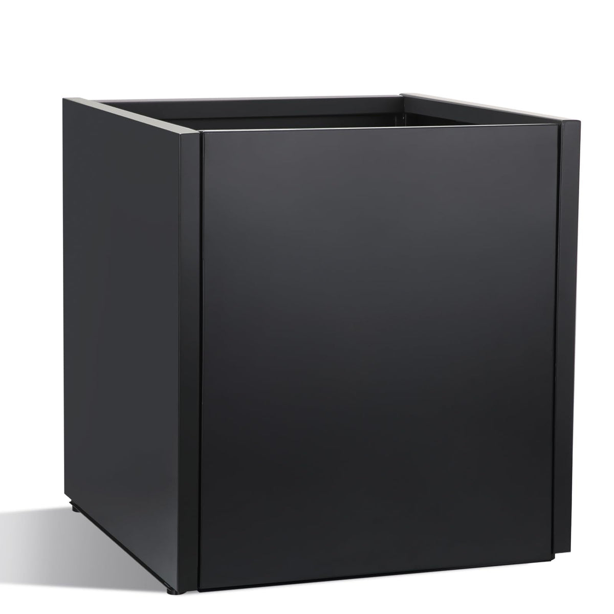 RimCereal 1 Pcs Extra Large Black Square Planter Box Outdoor 17" L x 17" W x 18" H Heavy Galvanized Steel Planters with Drainage Holes Divider for Patio Porch Tall Plants