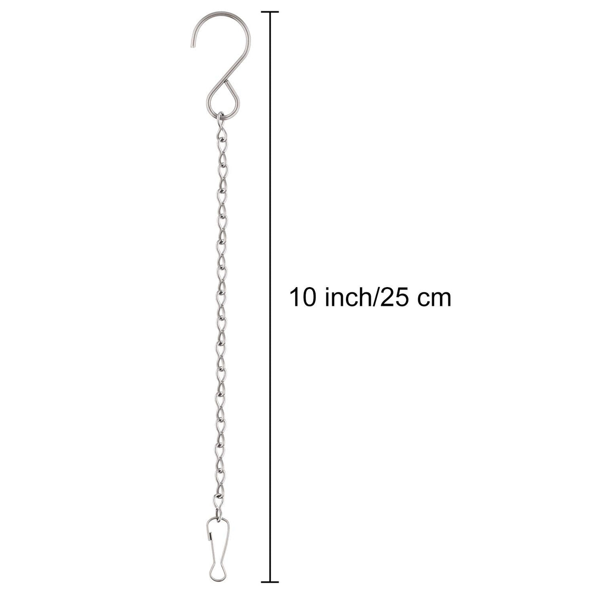 FEPITO 12 Pack Hanging Chains, 10 Inch Hanging Basket Chains, Garden Plant Hangers Metal Chains with Hooks Clips for Bird Feeders, Wind Chimes, Lanterns, Planters, Decorative Ornaments