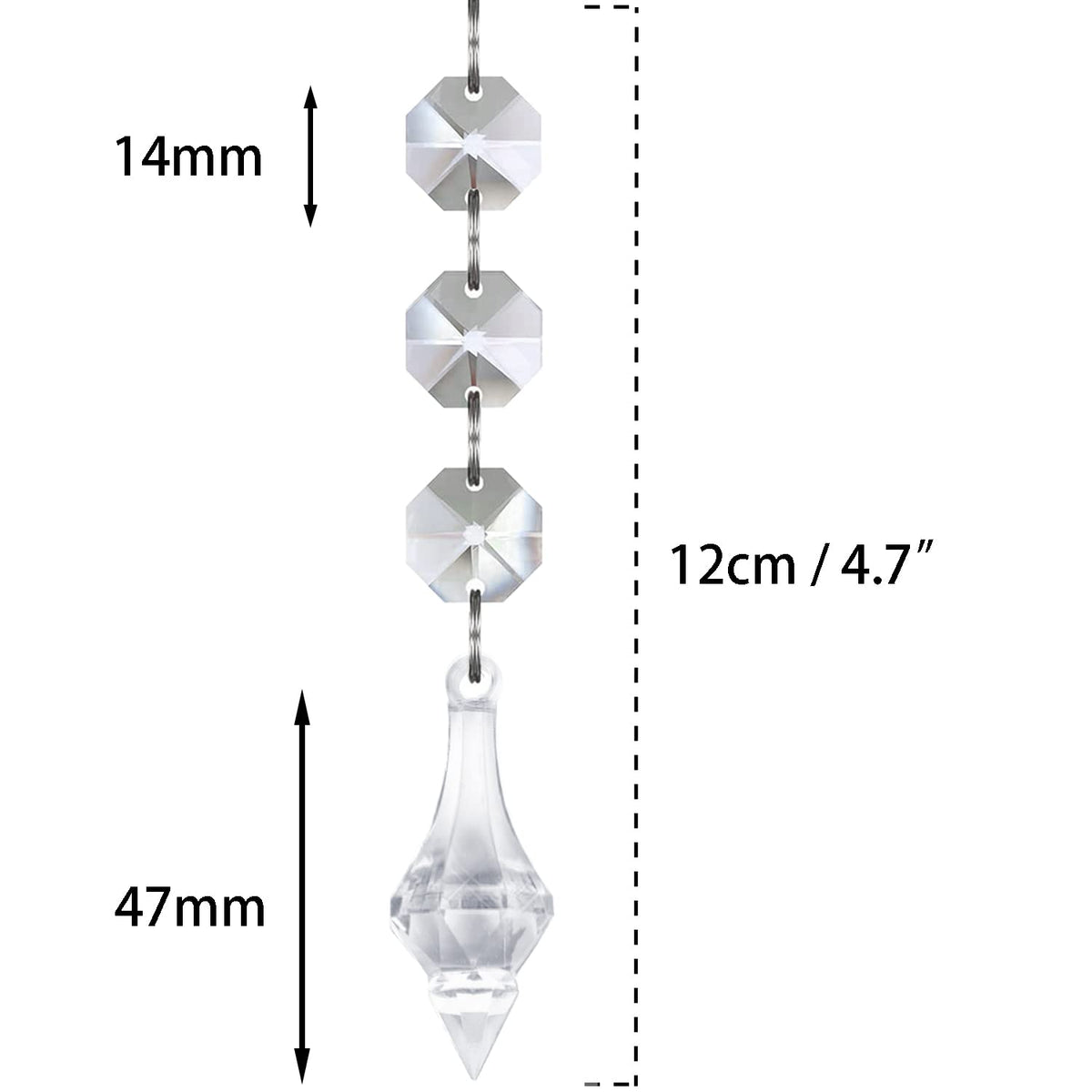 Jishi 30pk Crystal Finial Ornaments for Christmas Tree Decorations, Shatterproof Acrylic Hanging Crystals, Clear Plastic Finial Drop Christmas Ornaments for Centerpiece Chandelier Decor Party Supplies