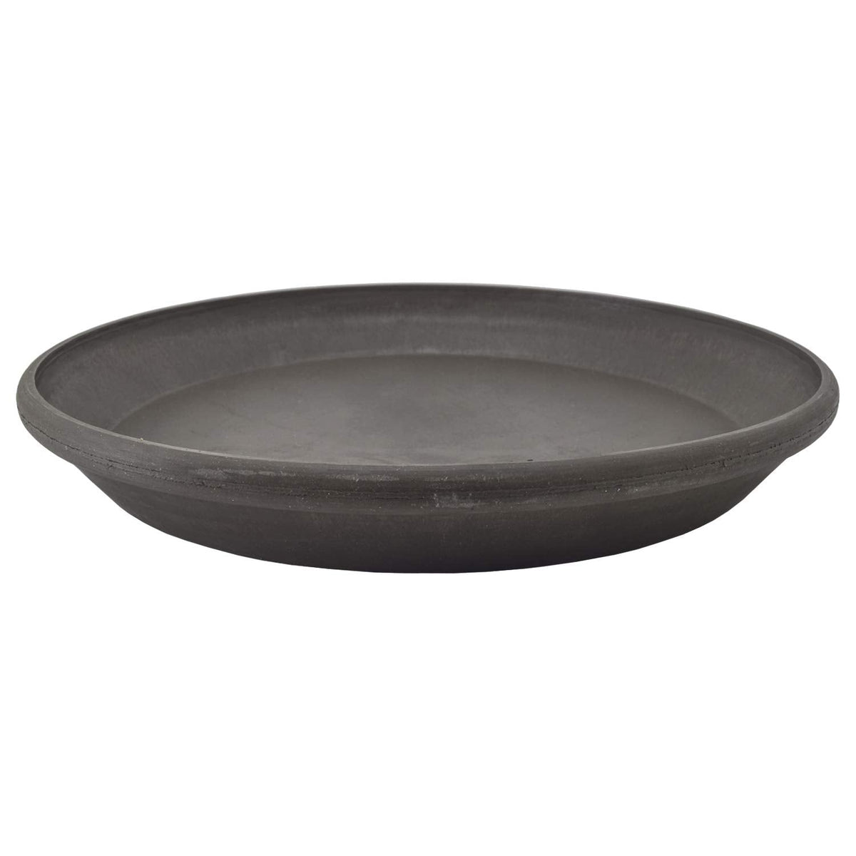 PSW Pot Collection AP30DC 12-inch Plastic/Stone/Wood Composite Plant Saucer Drip Tray – No Drainage Hole (Drillable), Indoor/Outer Water Tray, Dark Charcoal