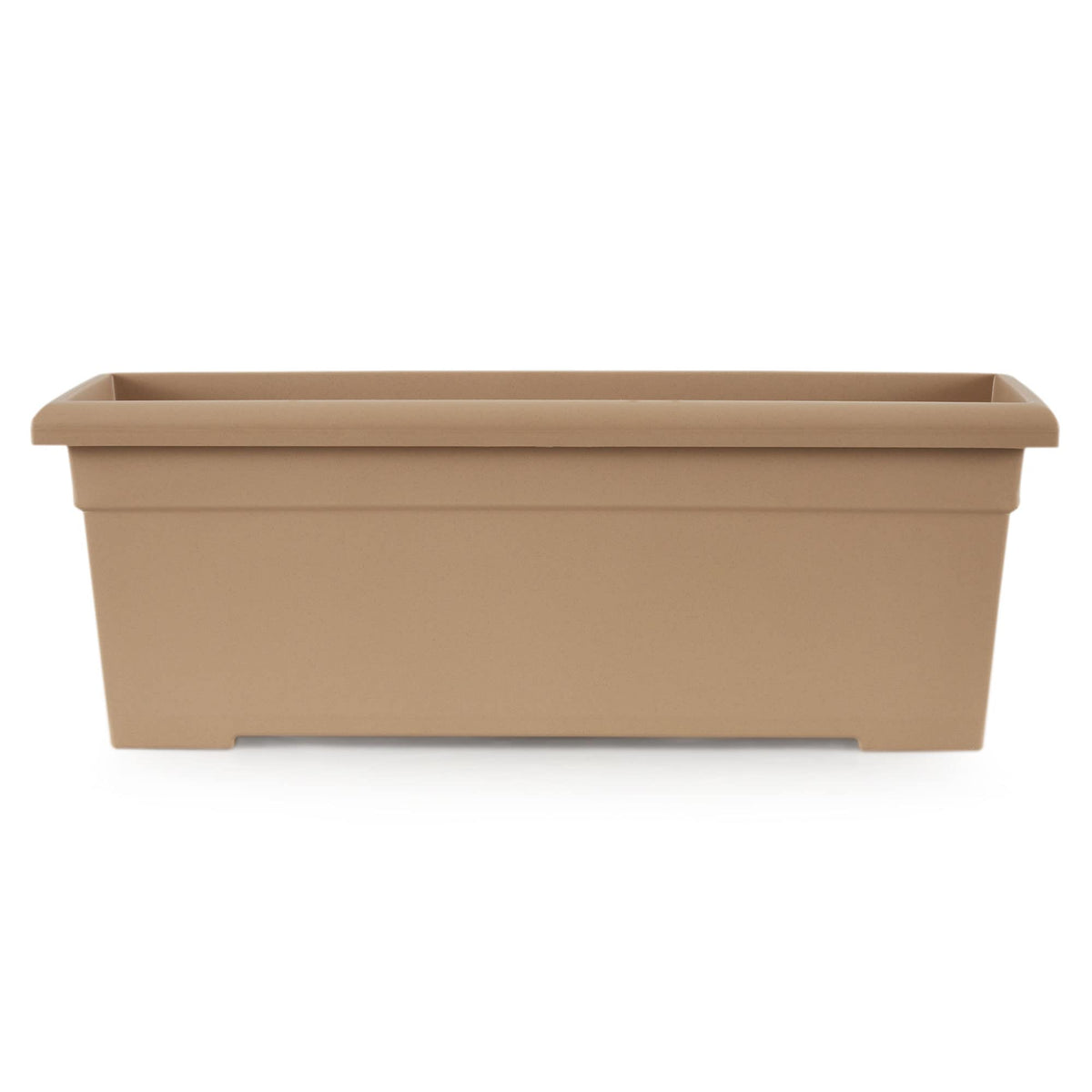 The HC Companies 28 Inch Romana Planter Box with Drainage Plug, Lightweight UV-Resistant Plastic Outdoor Planters, 1-Pack Flower Box for Garden, Patio, Balcony, and Fence, Sandstone