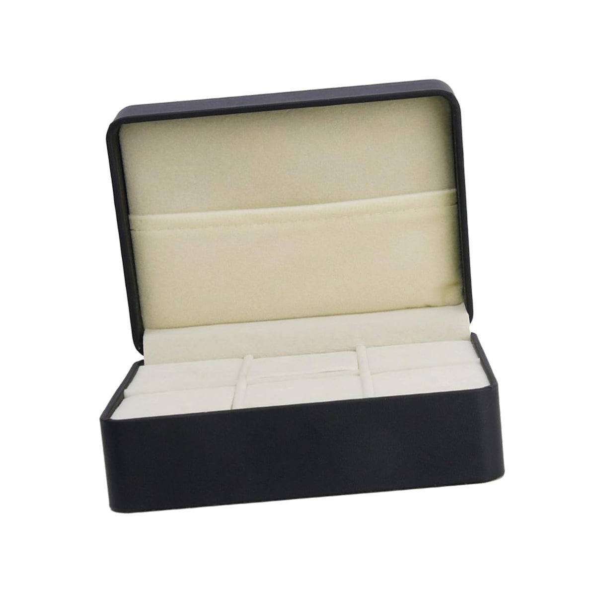 SHERCHPRY 6-Compartment Cufflink and Tie Clip Storage Box Black Compact Pu Organizer Case for Men Jewelry Display and Travel