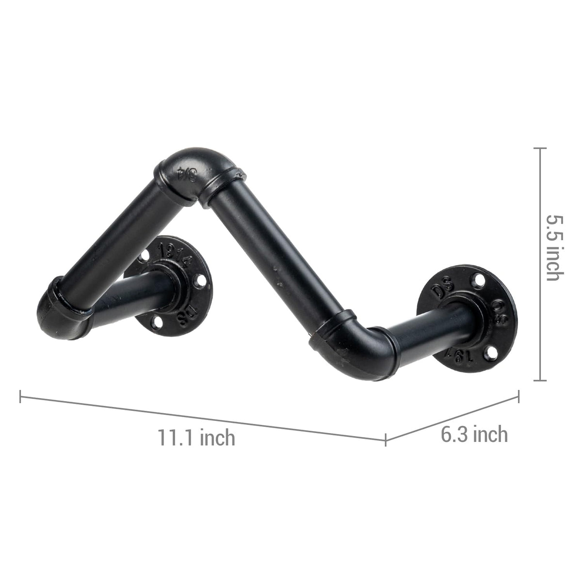 MyGift Wall Mounted Garden Hose Holder, Industrial Matte Black Metal Pipe Design Watering Tube Reel Rack, Decorative Pipework Hook for Hanging Water Hosepipe