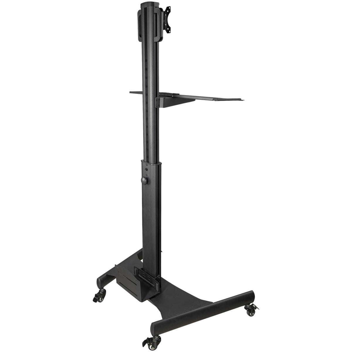 StarTech.com Mobile Workstation Cart with Monitor Mount, CPU/PC Holder, Keyboard Tray - Ergonomic Height Adjustable Desktop Cart - Rolling Mobile Standing Workstation on Wheels (WKSTNCART)