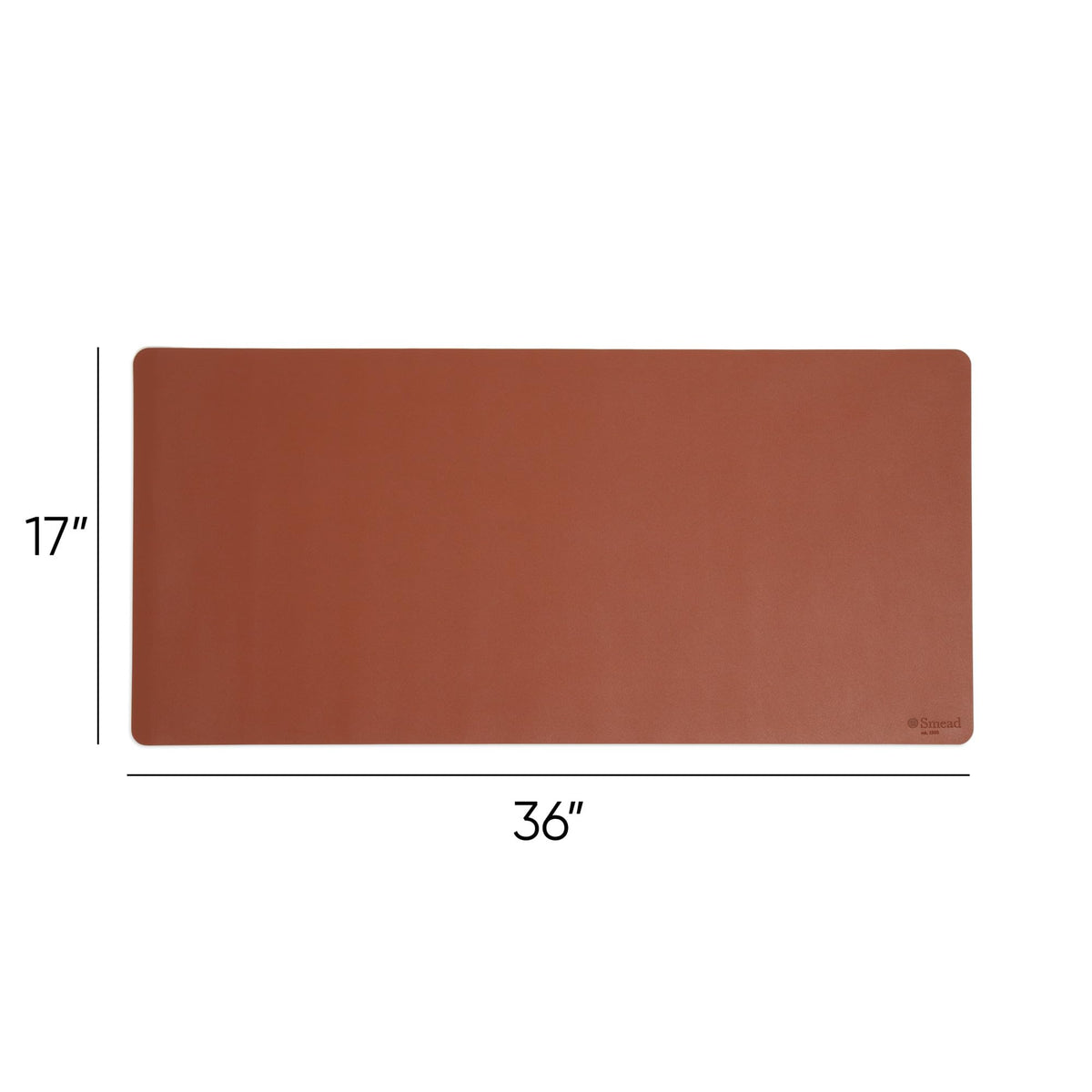 Smead Desk Pad, Vegan Leather Desk Mat with Non-Slip Faux Suede Backing, Perfect Desk Organizer for Office Decor, 36” x 17” Large, Saddle (64827)