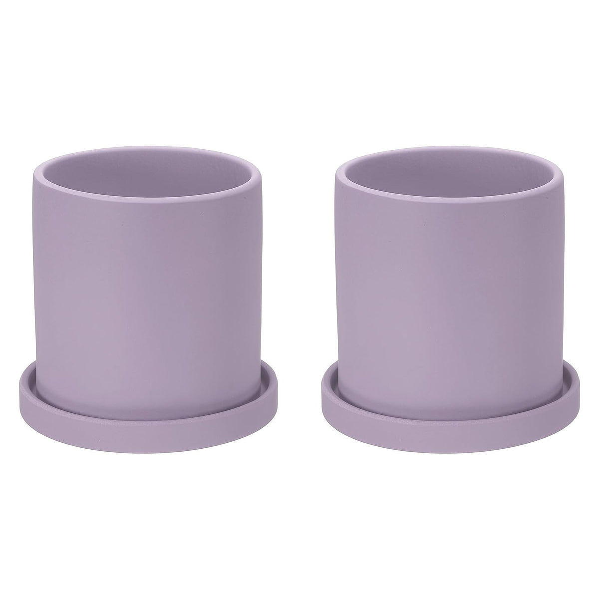 PATIKIL 4.3 Inch Ceramic Plant Pots, 2 Pack Modern Flower Planters with Drainage Holes and Tray for Decorate Home Indoor Plants Succulent Herb, Purple