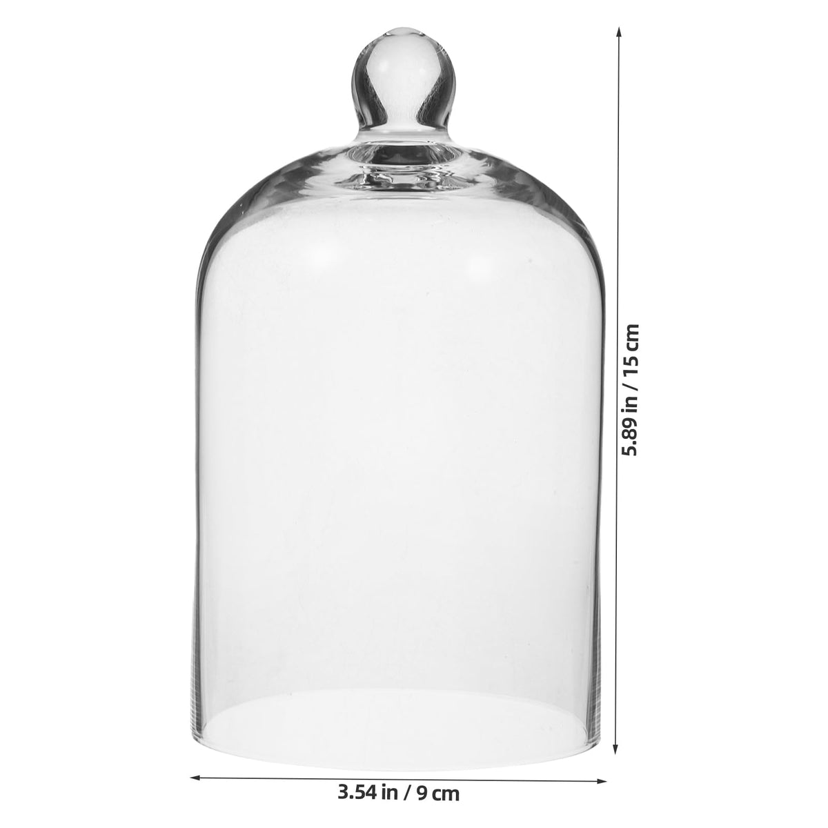 POPETPOP Glass Cloche Dome Bell Jar Display Case 9"" Clear Glass – Space-Saving for Shelf or Desk Display – for Plants, Collectible Figures, Candle Decor, Terrariums