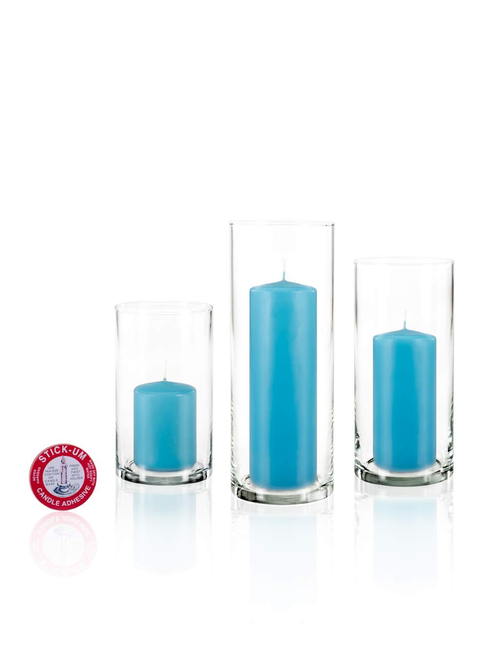 yummi Set of 36 Slim Pillars and Cylinder Vases - Caribbean Blue