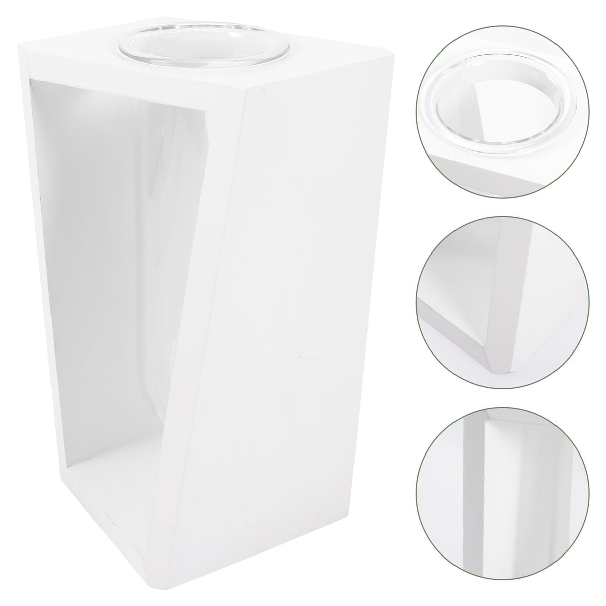 NUOBESTY Wood Frame Test Tube Vase Set, Glass Plant Propagation Tubes with White Holder, Small Hydroponic Terrarium for Indoor Home Décor and Green Plant Display