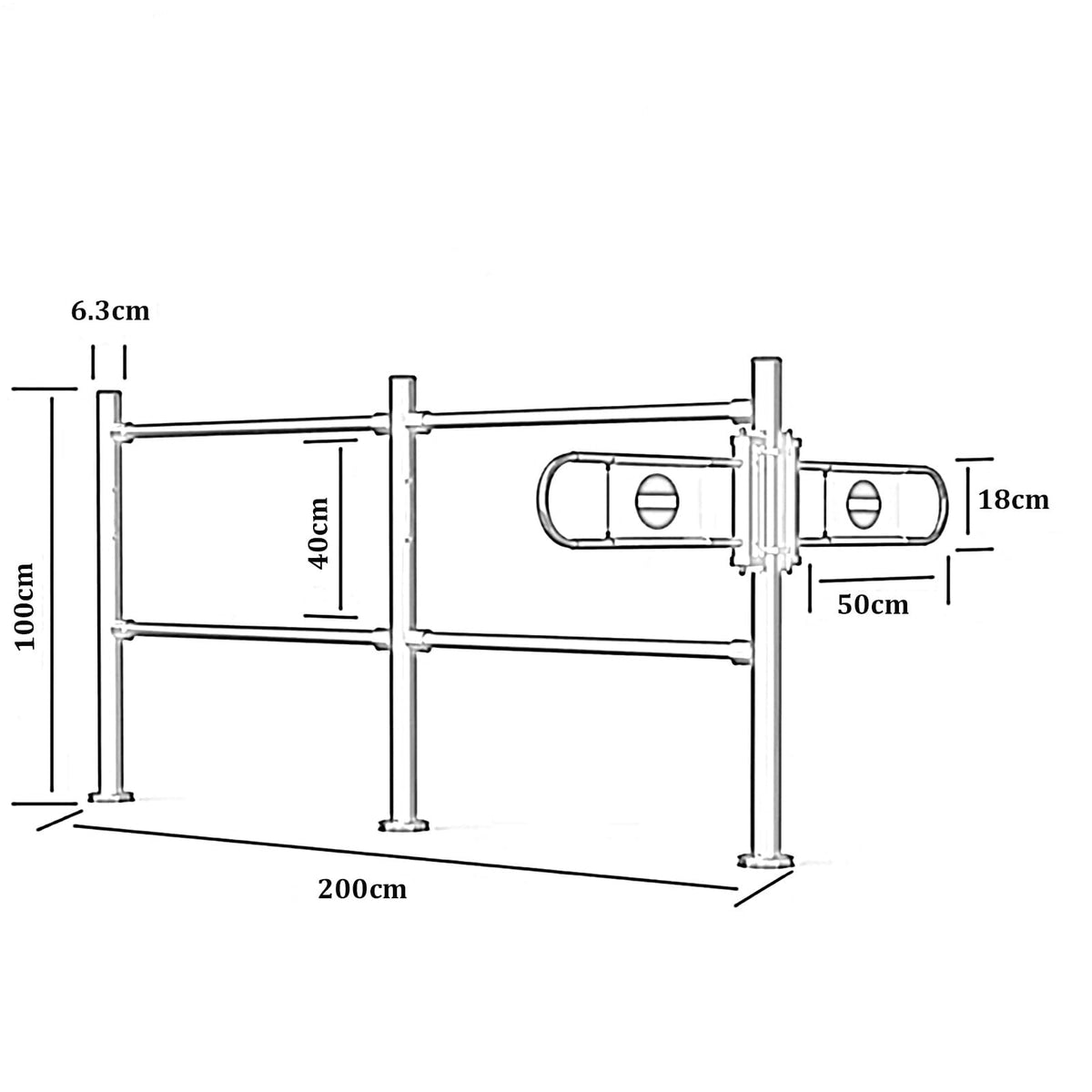 Black Metal Swing Safe Gate - ng-Loaded One-Way Access for Markets & Cashiers - Automatic Cng Pedestrian Door (200x100CM) - Secure Import/Export Solut
