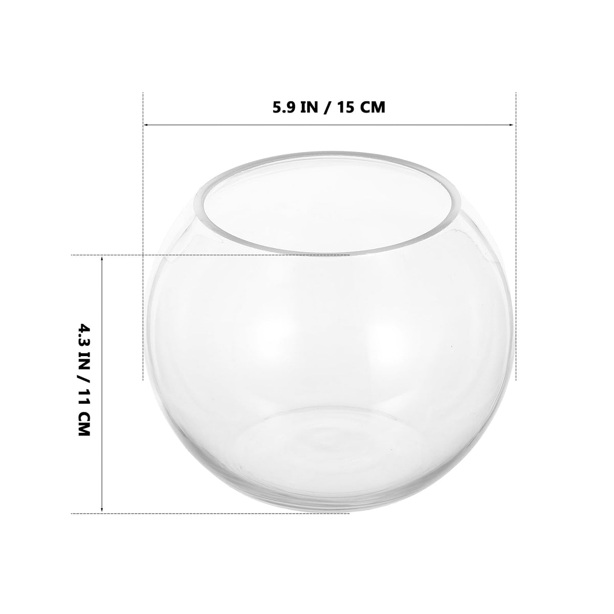 PRETYZOOM Glass Flower Vase and Fish Bowl 15cm Round Hydroponic Planter for Home Decor, Wedding Centerpiece, Terrarium Container for Desktop Plants