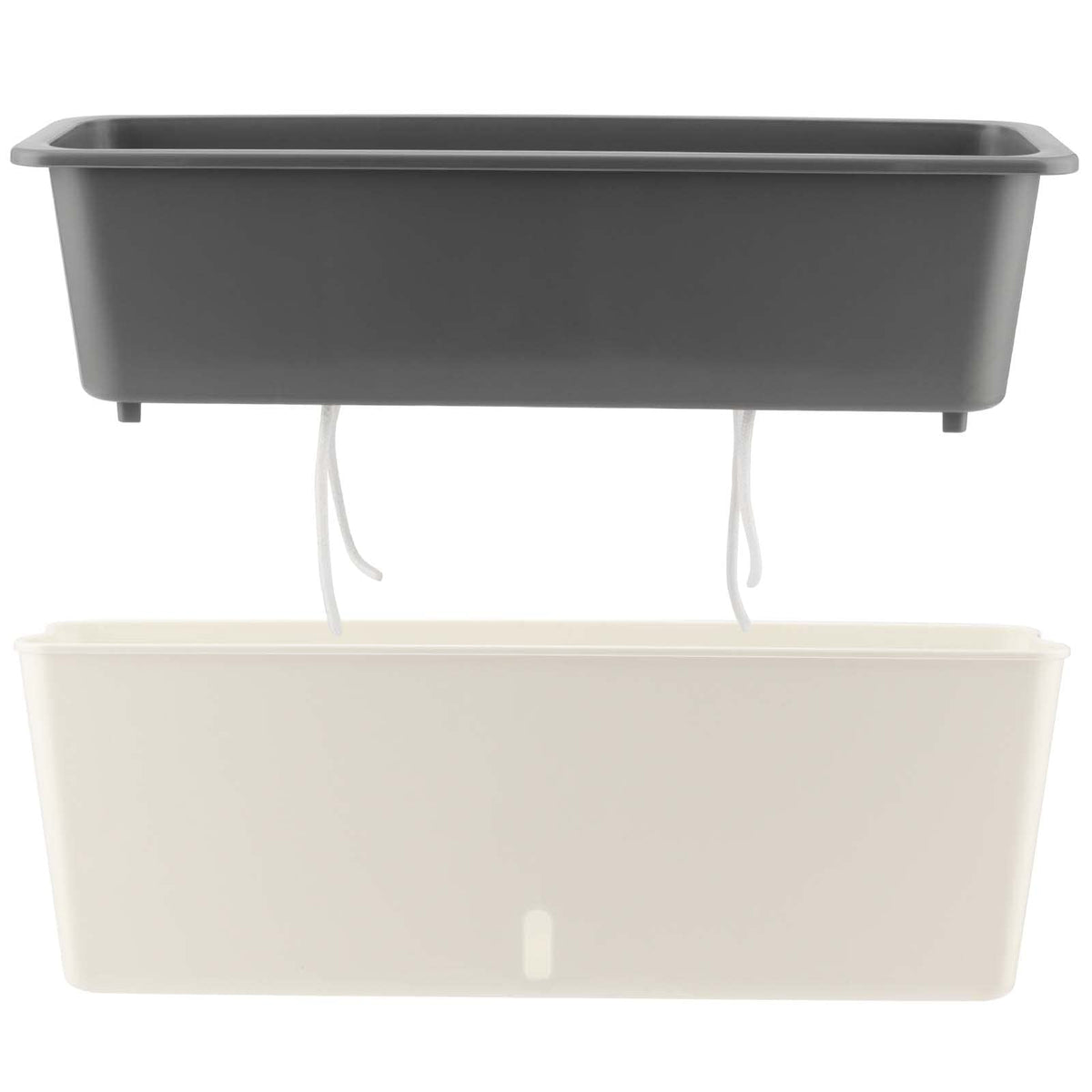 TAICHEUT 17 x 4.7 Inch Self Watering Planter, Large Rectangular Planter with Drainage Holes, White Window Sill Planter with Modern Decorative for Indoor Plants, Outdoor Plants, Garden Succulents