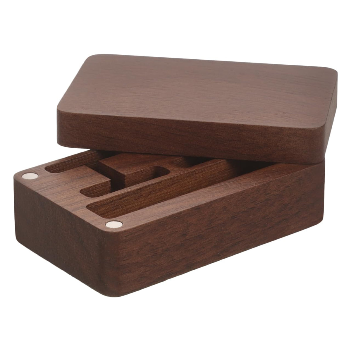 WOFASHPURET Walnut Storage Box for Men Jewelry Organizer Small Cufflink Box Case with Tie Clips Holder Compact Design for Home Office