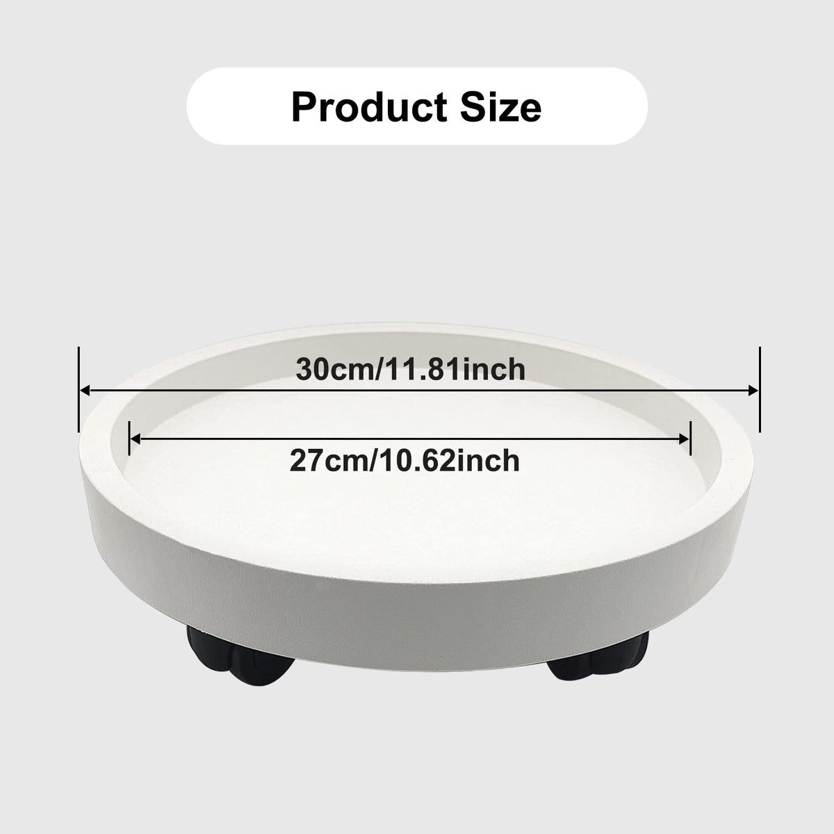 itechpanda Outdoor Roll Around Plant Caddy with Wheeled Planter Pallet, Heavy Duty Plant Tray Round Planter Trolly for Moving Large Potted Trees,Ceramic Heavy Plants (Small)