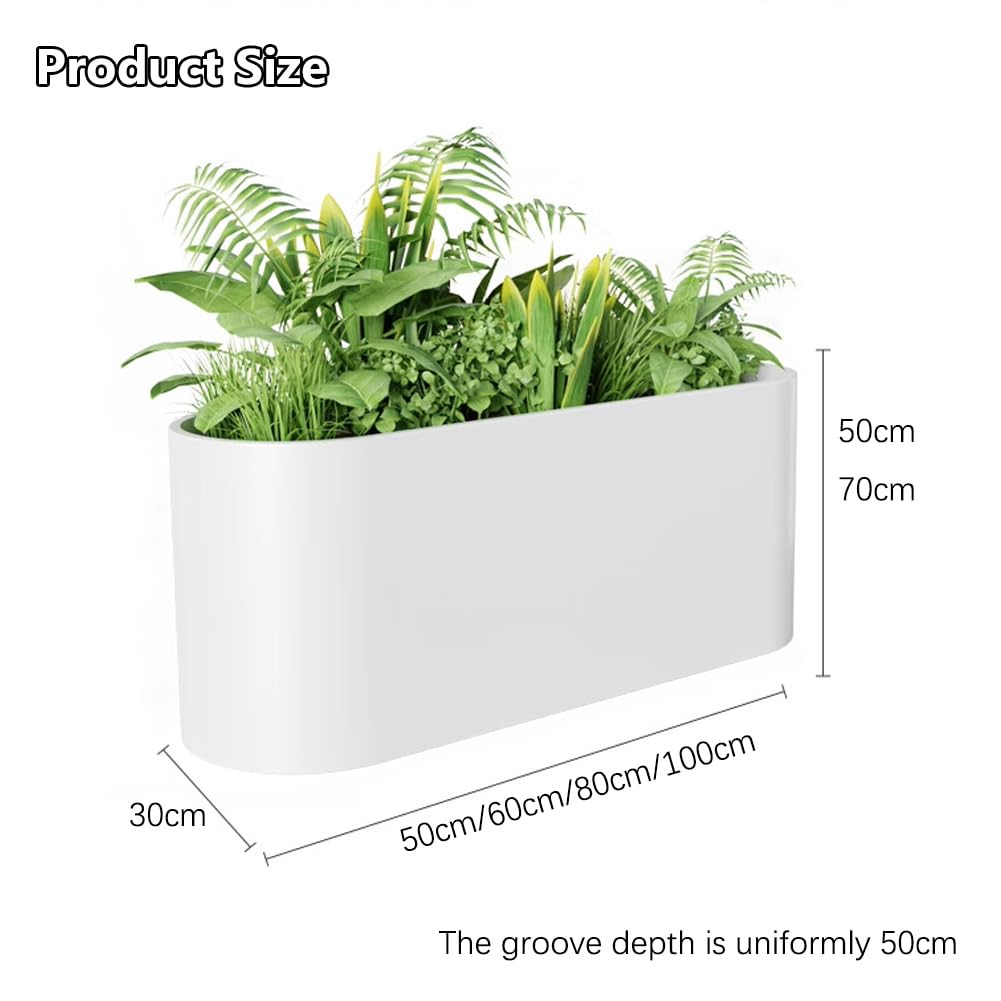 Sions Large Metal Planter, Vintage Oblong Galvanized Metal Flower Box, Weatherproof Raised Bed Vegetable Planter,100cm*30cm*70cm