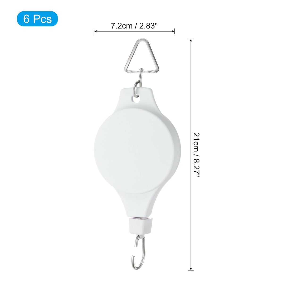 PATIKIL Plant Hanger, 6 Pcs Pulley Retractable Triangle Hanging Flower Basket Hook Indoor and Outdoor Plant Pots Holder, for Planters, Flower Basket, Wind Chimes, Bird Feeders, White