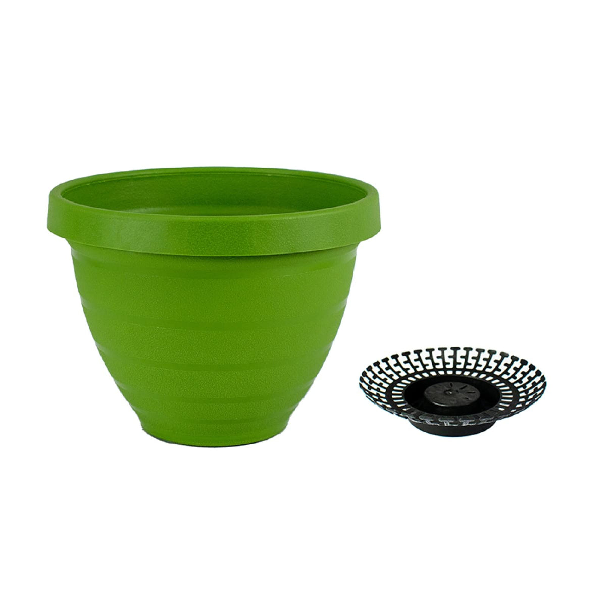 The HC Companies Rings Flower Planter - Self Watering Plant Pots for Herbs & More - Round Lightweight Outdoor & Indoor Planter (10" Green, Pack of 1)