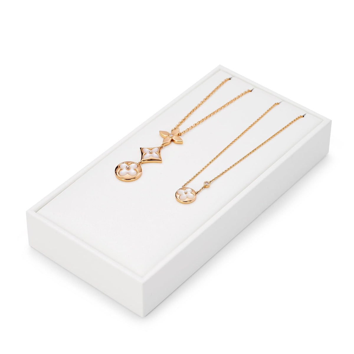 Papten 2 Slot PU Leather Necklace Jewelry Stand Pendant Drawer Jewelry Organizer Tray Bracelets Display Holder (White)