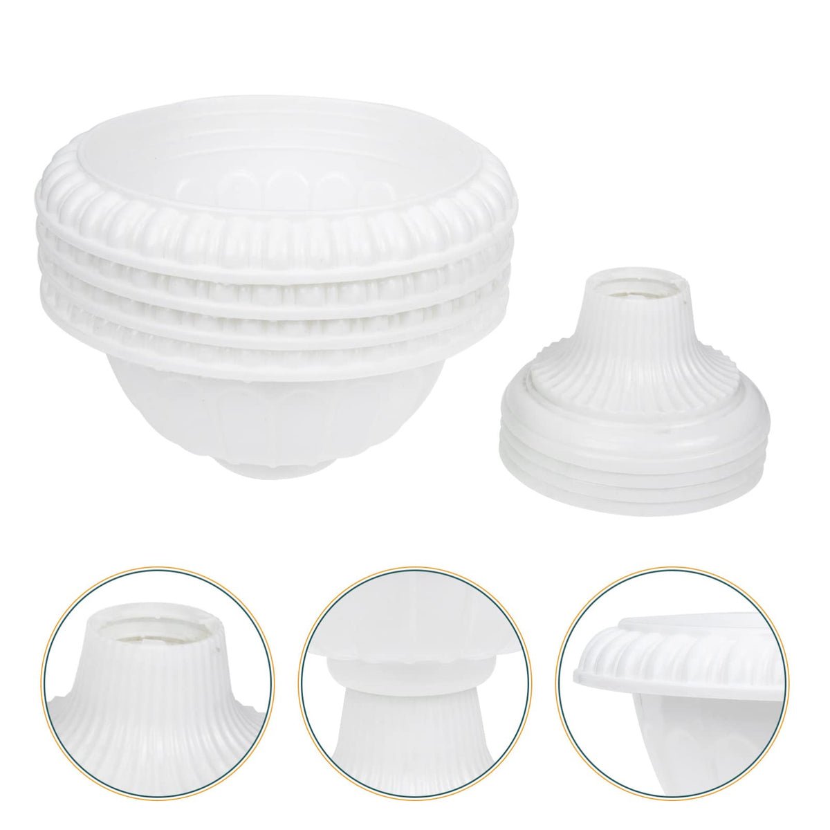 SEWACC 4pcs Mini Roman Style Flower Pots, Plastic Wedding Flower Containers, Decorative Pedestal Planters for Home, White, 6.29 x 6.29 x 5.51 Inch